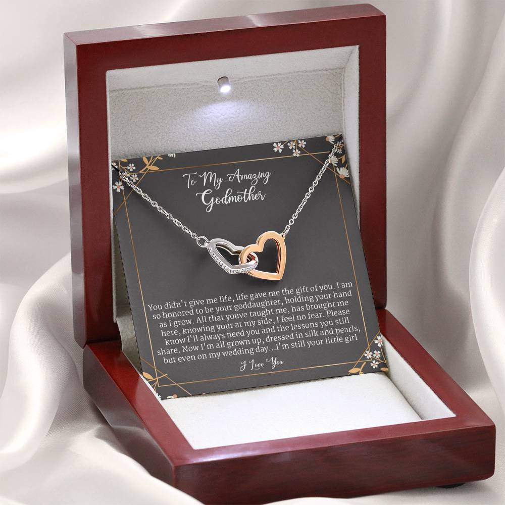 Gift From Goddaughter To Godmother On Wedding Day, Interlocked Heart Necklace
