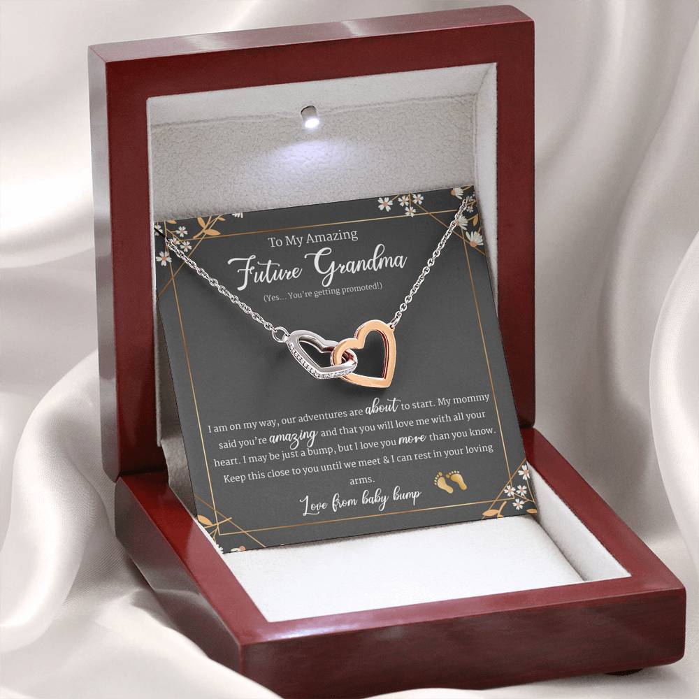 Gift For New Grandmother, Future Grandma Gift, Grandma Pregnancy Announcement, Interlocking Heart Necklace