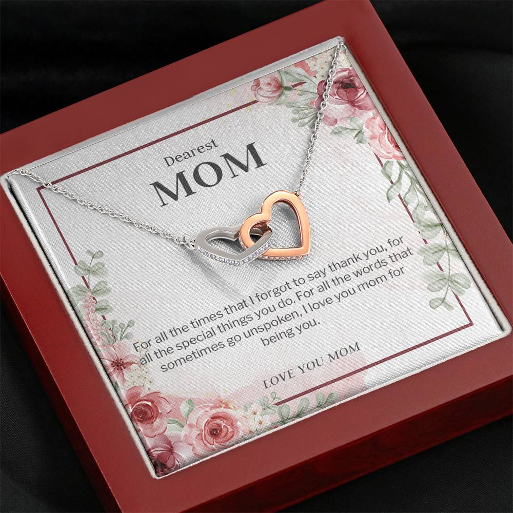 Mom, Words Unspoken. Interlocking Heart Necklace