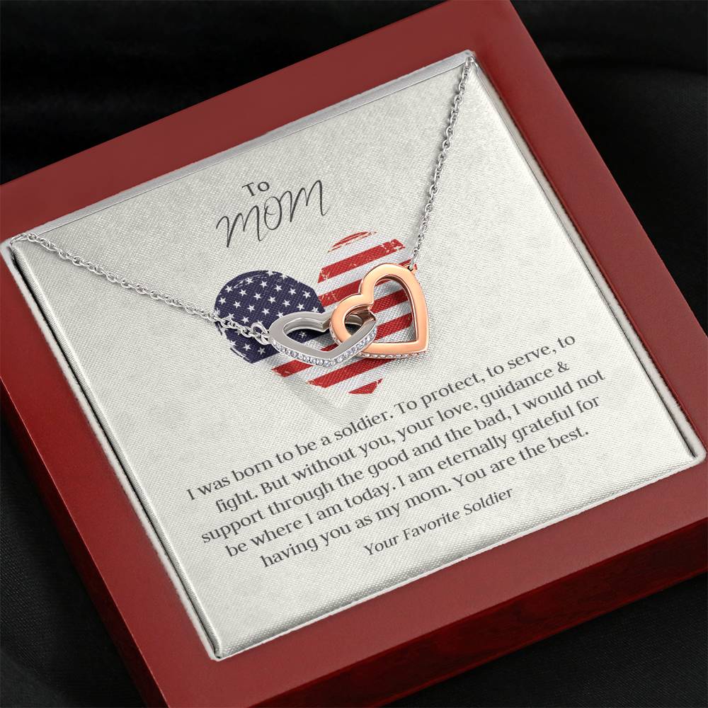 Born To Be A Soldier Mom Heart Necklace