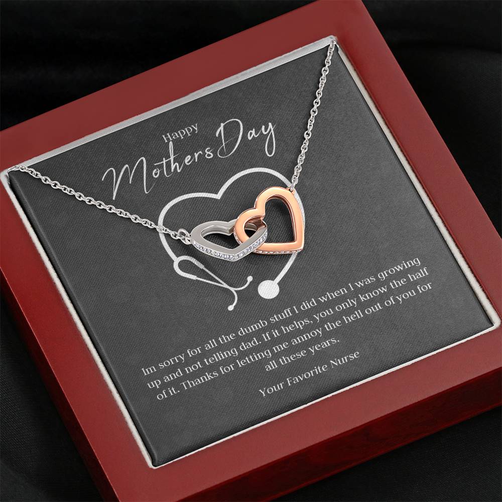Not Telling Dad Mom Heart Necklace