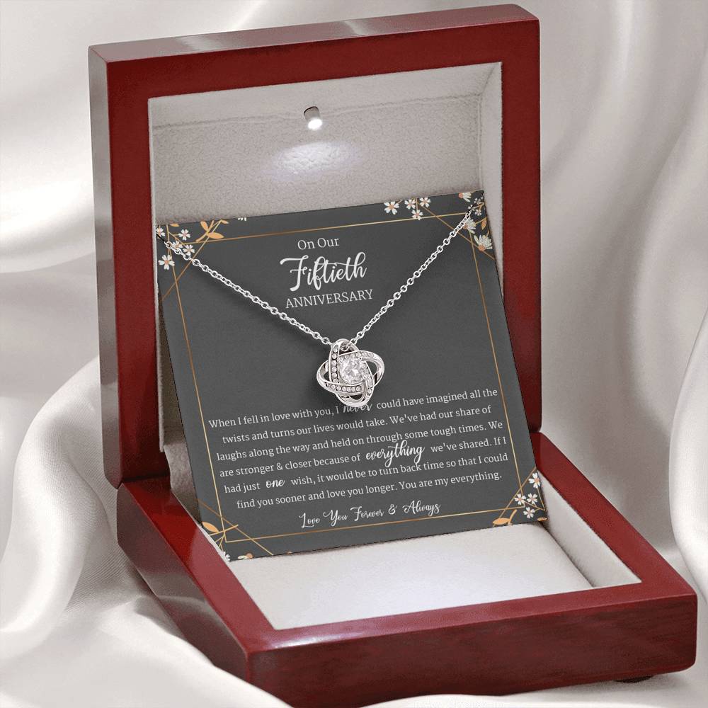 50 Year Anniversary Gift For Wife, Fiftieth FifthYear Anniversary Jewelry, Love Knot Necklace