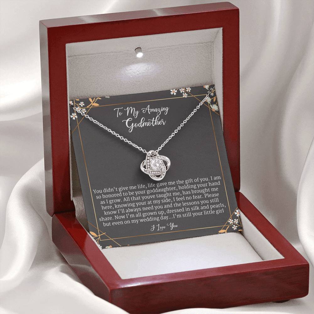 Godmother Gift From Bride Goddaughter On Wedding Day, Love Knot Necklace