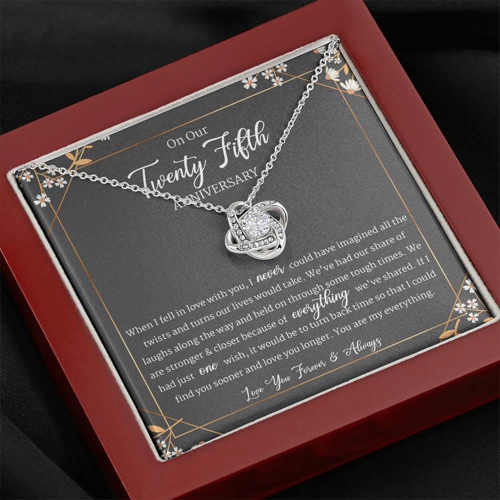 25 Year Anniversary Gift For Wife, Twenty Fifth Year Anniversary Jewelry, Love Knot Necklace