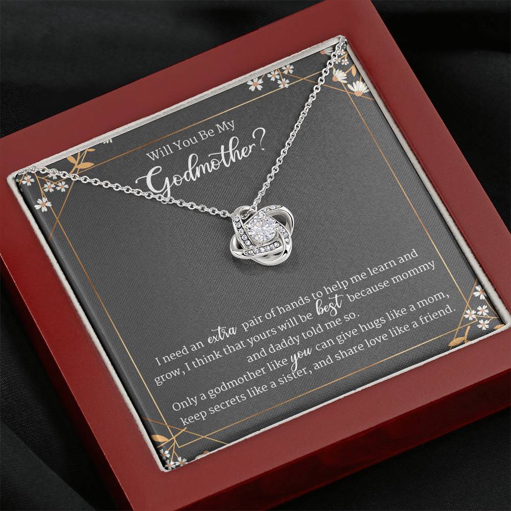 Godmother Proposal Gift Jewelry Box Set + Card, Love Knot Necklace
